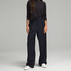 Lululemon Pleat-Front High-Rise Trouser Women's Black Wide-Leg Pants nwt sz4